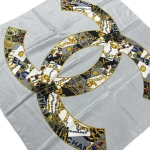 Chanel Scarf Gripoa Pattern/Sophisticato Light Gray x Silver x Multicolor Ladies - Picture 1 of 11