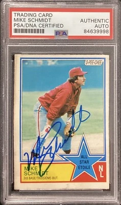 Mike Schmidt Signed 1983 O-Pee-Chee #342 Card Phillies HOF Auto Damaged PSA/DNA - Image 1 of 2