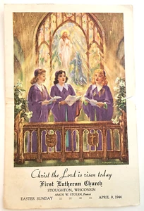First Lutheran Church Stoughton Wisconsin Easter Sunday Program 1944 - Bild 1 von 3