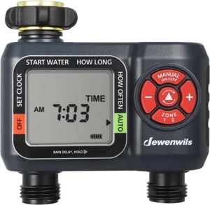 DEWENWILS Sprinkler Timer 2 Zone Water Hose Timer Rain DelayManual Wateri - Picture 1 of 8