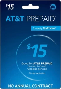 AT&T - AT&T Prepaid 15 USD Refill Doładowanie Karta przedpłacona, PIN karty / szybkie ładowanie - Zdjęcie 1 z 1
