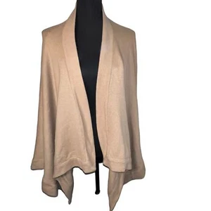 Talbots One Size Cashmere Wool Blend Camel Poncho Wrap Small Hole - Picture 1 of 10