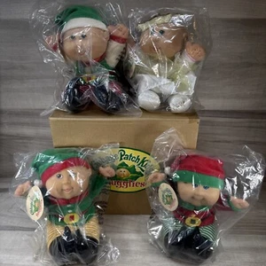 Lot of 4 2010 Cabbage Patch Kids Snugglies Christmas Dolls Elves Elf Angel NEW - Picture 1 of 24