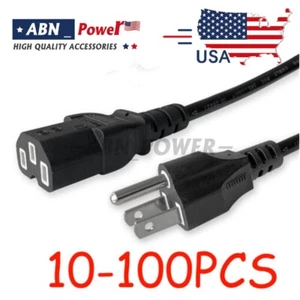 Lot of 10-100 AC Power Cord Cable Desktop Monitor Computer PC 5ft IEC320 - Picture 1 of 10