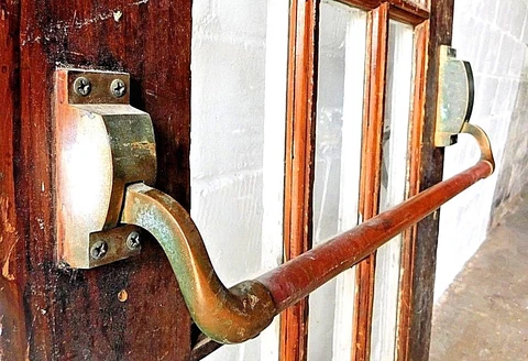 1900s Complete DOOR LOCKSET Push Plate Brass VICTORIAN Style Original ORNATE Cover