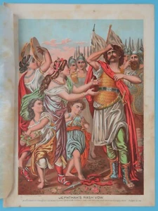 Litografía Original Vintage 1888 Color 7.5"x10" Jephthah's Rash Vow Avil Co. - Imagen 1 de 3