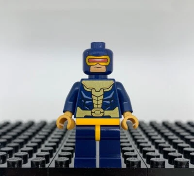LEGO CYCLOPS Minifigure MARVEL figure X-men Dark Blue Outfit (100% LEGO Parts) - Image 1 of 2