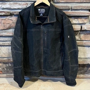 Kuhl Burr Patina Dyed Black Distressed Cotton Outdoor Jacket - Picture 1 of 12
