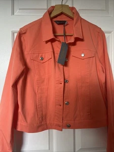 BNWT Ruth Langsford QVC Coral Denim Jacket With Stretch - Picture 1 of 13