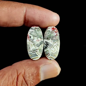 2 Pcs 21.00 Cts Natural CRAZY LACE Gemstone oval Handmade Cabochon 23.6x11x4 MM - Picture 1 of 7