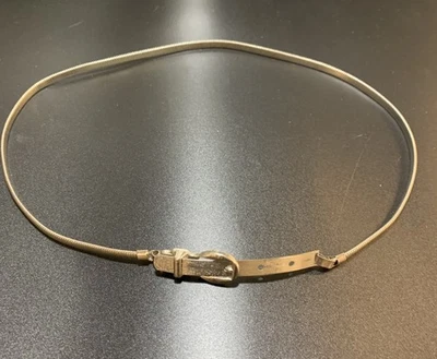 "Cinturón de cadena elástica Omega vintage tono plata con una hebilla única 31-35""" Foto 1 de 4