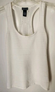 Wet Seal Pullover Damen Large leicht cremeweiß Racerback Stretch gerippt Tanktop - Bild 1 von 3
