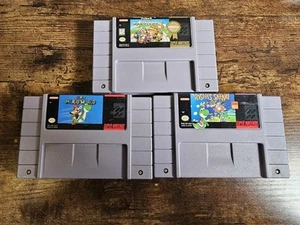 SNES Bundle Super Mario World, Mario Kart & Yoshi's Safari AUTHENTIC WORKING - Picture 1 of 7