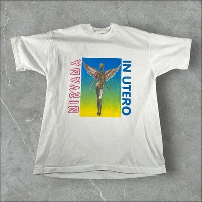 Vintage Nirvana Shirt Mens XL White In Utero World Tour 1993 Parking Lot Grunge - Image 1 of 4