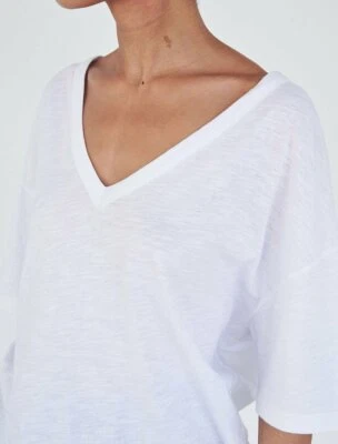 Camiseta jersey de algodón orgánico NINETY POR CIENTO cuello en V talla L $188 Foto 1 de 3