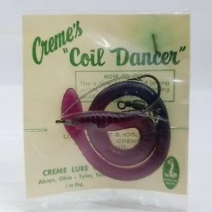 Creme Lure Co Vintage Coil Dancer Lure Akron Ohio Tyler Texas Purple Fishing - Picture 1 of 5
