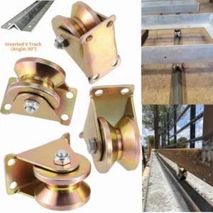 V Type Groove Wheel 2" Sliding Gate Caster 4 Packs Inverted V Track Rigid Roller - Picture 1 of 14