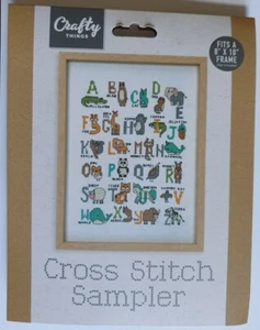 Crafty Things Cross Stitch Sampler Kit 🐊 Animal Alphabet 🦓 + hoop fabric, yarn - Picture 1 of 4