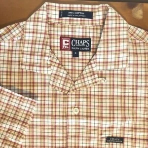 Chaps Ralph Lauren Men's Small Vintage NWT White Red Yellow Plaid Short Sleeve - Picture 1 of 13