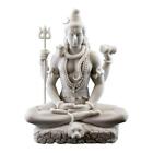 LORD SHIVA STATUE 8" Hindu Indian God White Marble Finish Resin Seated Lotus NEW
