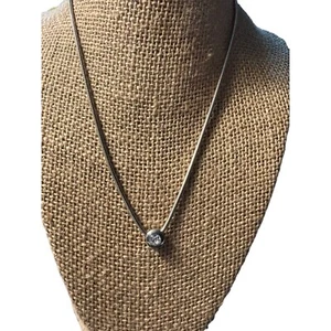 Monet Silver Tone Necklace Round Pendant Clear Rhinestone Adjustable 18" - Picture 1 of 5