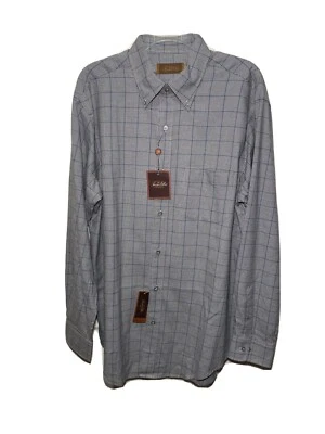 Tasso Elba M Hombre Vestido Algodón Manga Larga Camisa Prepárate 4 Invierno Nuevo Con Etiquetas Gris Foto 1 de 4