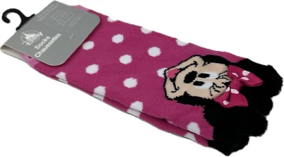 Disney Store Kids Pink Ankle Cotton Polka Dot Plush Ears Minnie Mouse Sock L 1-4 - Image 1 of 2