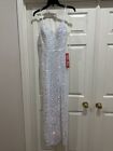 B. Smart Women's Iridescent Sequin White High Slit Prom Formal Gown Size 1-2