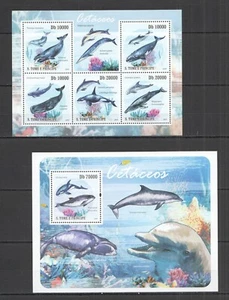 M0251 2009 SAO TOME & PRINCIPE DOLPHINS & WHALES FAUNA KB+BL MNH - Picture 1 of 1