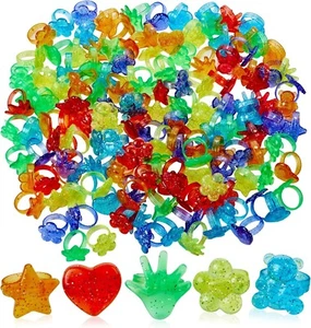 Colorful Plastic Glitter Toy Rings - 144 Pack- Assorted - Picture 1 of 8