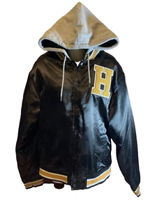 Harry Potter Hogwarts Hufflepuff Satin Varsity Letterman Jacket Snap Coat Hoodie - Bild 1 von 5