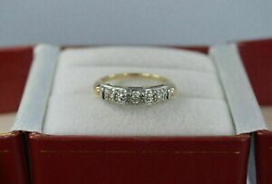 1.10CT 14k Yellow/White Two Tone Gold Over Diamond Wedding Band Ring