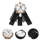 Bow Tie Rhinestone Vintage Costume Brooch Wedding Dress Collar Black