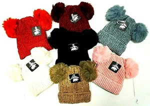 Pom Pom Cuff Knit Beanie Skull Cap Winter Hat Adult NWT - Picture 1 of 8