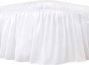 King Wrap Around Bed Skirts Elastic Dust Ruffles Easy Fit Wrinkle Fade Resistant - Picture 1 of 13