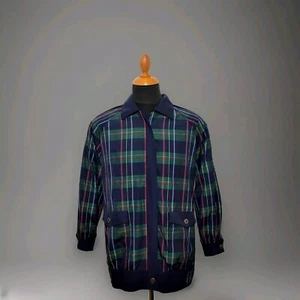 Givenchy Bomber Jacket En Plus Sz.M (40) Men's Green Checked Wool Vintage - Picture 1 of 13