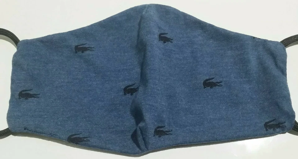 BUY 1 GET 1》Navy Reversible Blue w Navy Alligator Croc Gator Fabric Face Mask》OS - Image 1 of 3