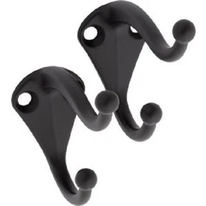 (5-2pk)-National Hardware Matte Black Wardrobe Clothes Coat & Hat Hook N830-598 - Picture 1 of 1