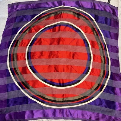 "Bufanda de seda de diseñador vintage cuadrada geométrica de 32"" Ellen Tracy" Foto 1 de 4