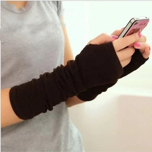Women Cute Protection Arm Warmer Long Fingerless Stretchy Gloves Sleeves Mittens - Picture 1 of 9
