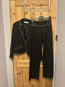Miss Real Black Women’s Suit With Cream Detail Size 8 & 10 - Picture 1 of 7