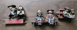 Vintage Wilton Gusseisen Amish Figuren, 3 Sets, Bank, Schlitten, Wagen - Bild 1 von 7