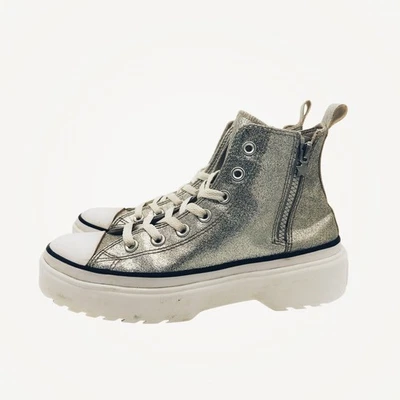 Zapatillas Converse Juveniles Talla 5.5 Chuck Taylor Hi Top Lug Plateadas Brillo Glamour  Foto 1 de 4