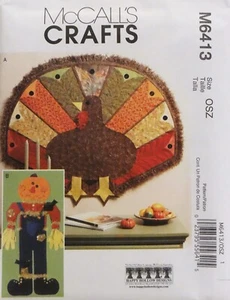 McCall's 6413 THANKSGIVING Turkey & Scarecrow MINI QUILTS SEWING PATTERN *NEW* - Picture 1 of 2