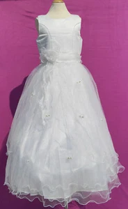 Taufkleid Festkleid Blumenmädchenkleid Abendkleid Weiß Reifrock Gr. 80-116 - Bild 1 von 8