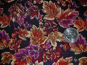 Vintage Robert Kaufman Black Fall Leaves Gold Accents Cotton Quilt Fabric 1 yard