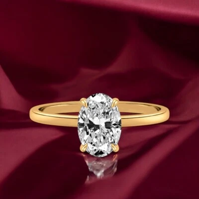 14k Yellow Gold Lab Created Oval Diamond Engagement Ring 2.30 Ct IGI Certified - Image 1 of 4