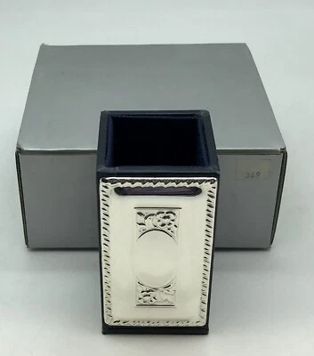 Porta Penne In Argento E In Pelle Set Da Scrivania Vintage - Anni 90’ Usato - Immagine 1 di 4