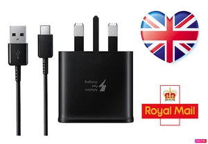 Samsung EP-TA200 UK Mains Fast Charger with Type C Data Cable Black UK STOCK - Picture 1 of 11