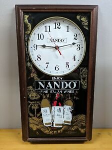 Vintage 1993 Nando Wine Hanging Wall Clock  12.5x22.5 Ad Sign Bar Pub Dive Decor